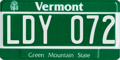 VT license plate LDY072