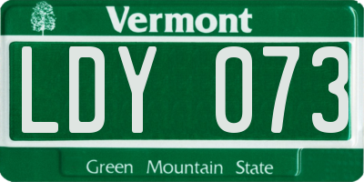 VT license plate LDY073