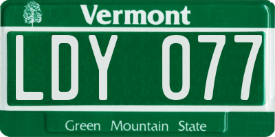 VT license plate LDY077