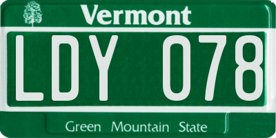 VT license plate LDY078