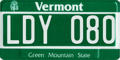 VT license plate LDY080