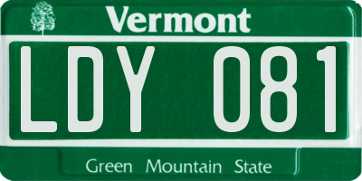 VT license plate LDY081