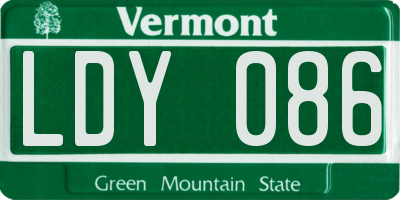 VT license plate LDY086