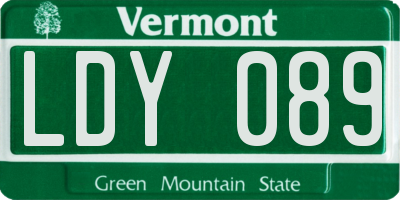 VT license plate LDY089