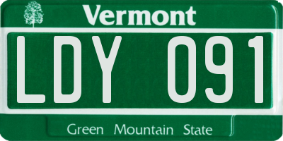 VT license plate LDY091
