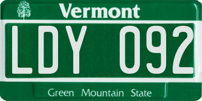 VT license plate LDY092