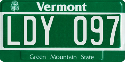 VT license plate LDY097