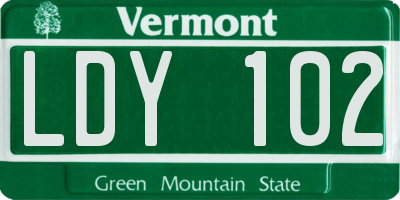 VT license plate LDY102
