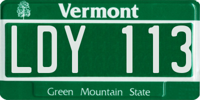 VT license plate LDY113