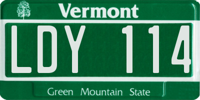VT license plate LDY114