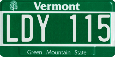 VT license plate LDY115
