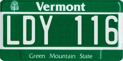 VT license plate LDY116