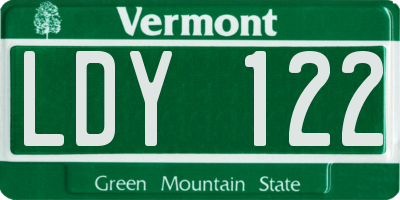 VT license plate LDY122