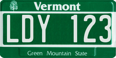 VT license plate LDY123