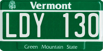 VT license plate LDY130