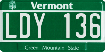 VT license plate LDY136