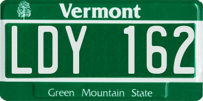 VT license plate LDY162