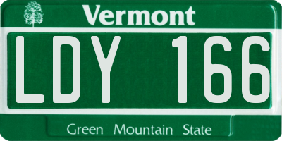 VT license plate LDY166