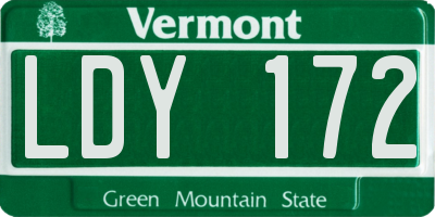 VT license plate LDY172