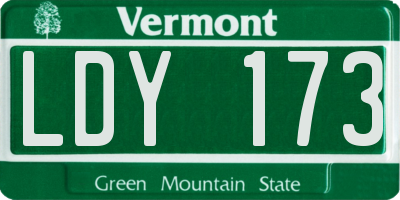 VT license plate LDY173