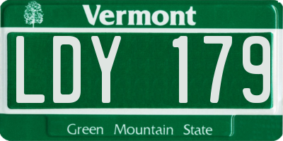 VT license plate LDY179