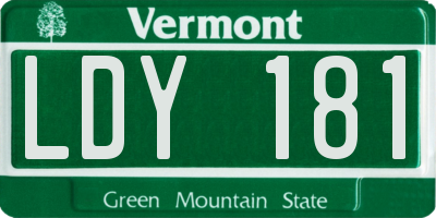 VT license plate LDY181