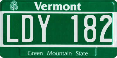 VT license plate LDY182