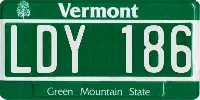 VT license plate LDY186
