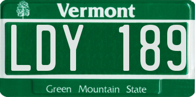 VT license plate LDY189