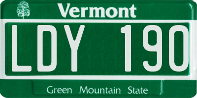 VT license plate LDY190