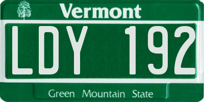 VT license plate LDY192