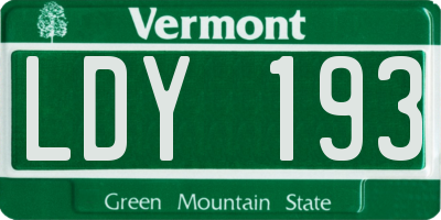 VT license plate LDY193