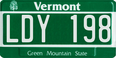 VT license plate LDY198