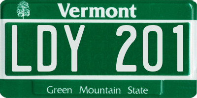 VT license plate LDY201