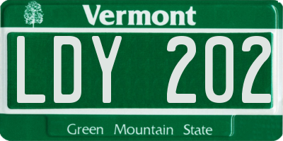 VT license plate LDY202
