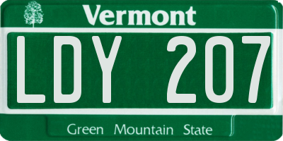 VT license plate LDY207