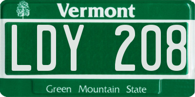 VT license plate LDY208
