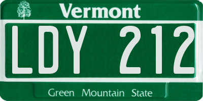VT license plate LDY212