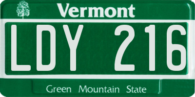 VT license plate LDY216