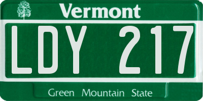 VT license plate LDY217