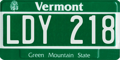 VT license plate LDY218