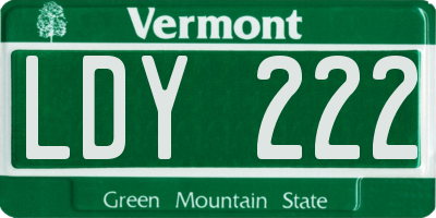 VT license plate LDY222