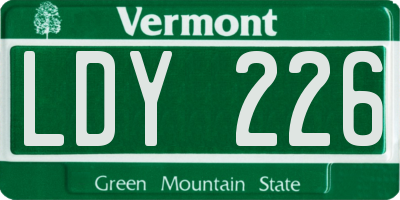 VT license plate LDY226