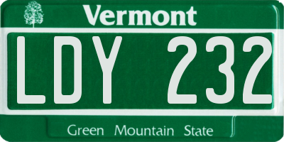 VT license plate LDY232