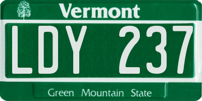 VT license plate LDY237