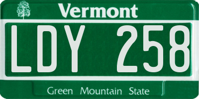 VT license plate LDY258