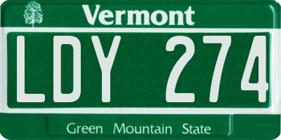 VT license plate LDY274