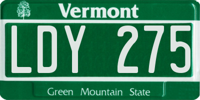 VT license plate LDY275