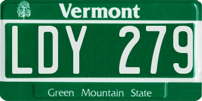 VT license plate LDY279