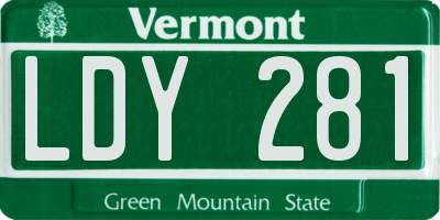 VT license plate LDY281